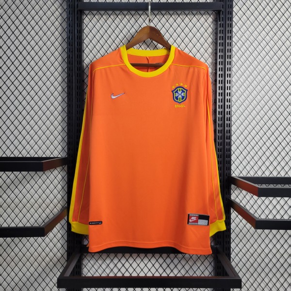 1998 Brazil Goal Keeper Long Sleeve Retro Jersey/1998 巴西守门员长袖