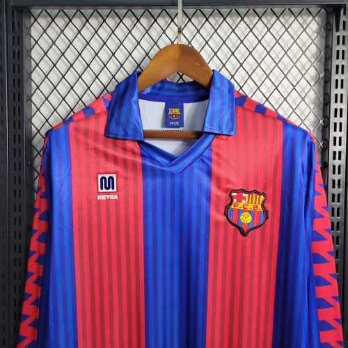 89-92 Barcelona Home Retro Long Sleeve Jersey/89-92 巴萨主场长袖