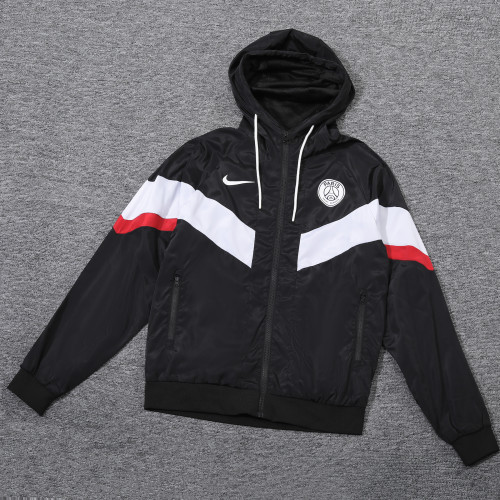 2023 PSG Player Hooded Windbreaker S-XXL/2023巴黎黑色球员版防风衣