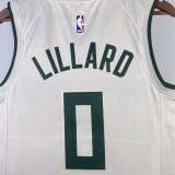 2019 Bucks White NBA Jersey/19赛季雄鹿队米白小鹿头0号利拉德