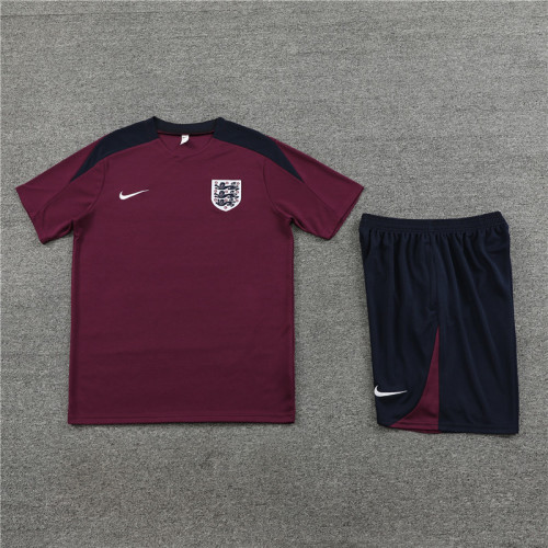 24-25 England Short Sleeve Training Suit/ 24-25 短袖训练服英格兰枣红色