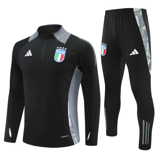 2024 Italy Black Training Suit/2024意大利黑色半拉训练服