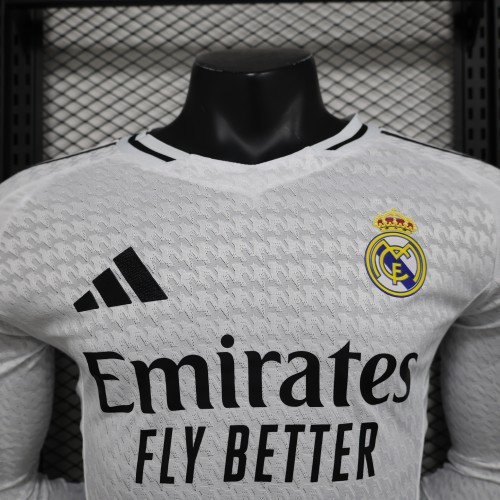 24-25 Real Madrid Home Long Sleeve Player Jersey/24-25皇马主场长袖球员版