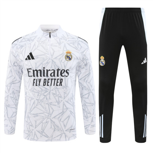 24-25 Real Madrid White Training Suit/ 24-25 皇马白色半拉训练服