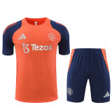 24-25 Manchester United Orange Short Sleeve Training Suit/ 24-25 曼联橙色短袖训练服