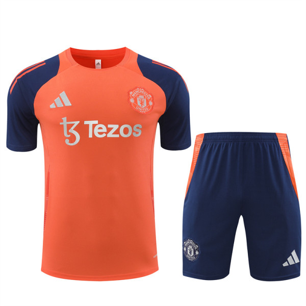 24-25 Manchester United Orange Short Sleeve Training Suit/ 24-25 曼联橙色短袖训练服