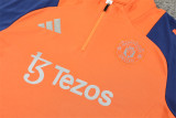 24-25 Manchester United Orange Training Suit/ 24-25 曼联橙色半拉训练服