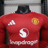 24-25 Manchester United Home Long Sleeve Player Jersey/24-25 曼联主场球员长袖