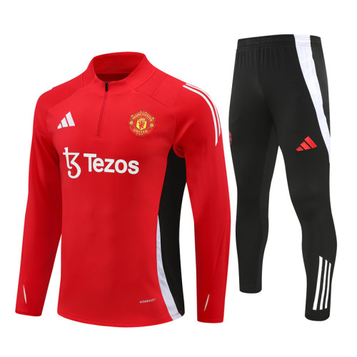 24-25 Manchester United Red Training Suit/ 24-25曼联半拉训练服