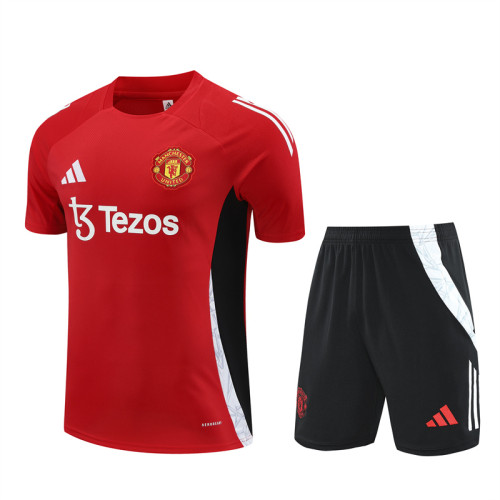 24-25 Manchester United Red Short Sleeve Training Suit/ 24-25 曼联红色短袖训练服