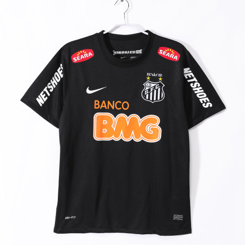 12-13 Santos Black Retro Jersey with shoulder patches/12-13桑托斯黑色复古，有肩章