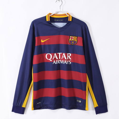 15-16 Barcelona Home Retro Long Sleeve Jersey/15-16巴萨主场长袖