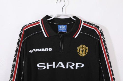 98-99 Manchester United Black Retro Long Sleeve Jersey/98-99曼联黑色长袖