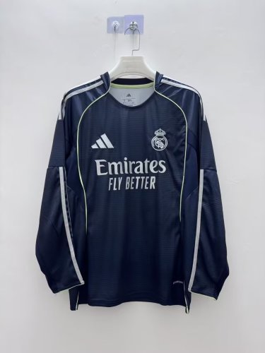 25-26 Real Madrid Away Long Sleeve Fans Jersey/25-26皇马客场长袖，球迷版