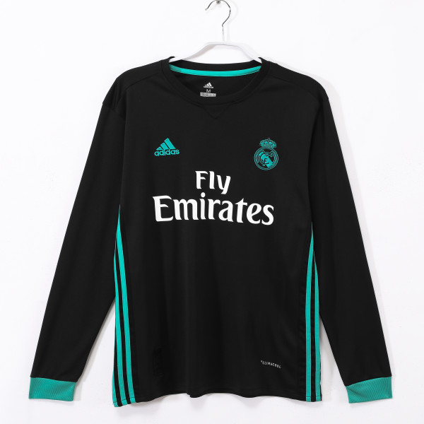 17-18 Real Madrid Away Black Long Sleeve Retro Jersey/17-18皇马客场长袖