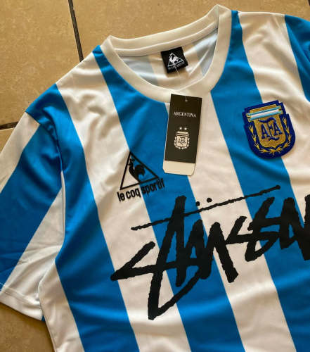 1986 Argentina X Stussy 10#MANADONA Retro Jersey/1986 阿根廷主场联名10#MANADONA