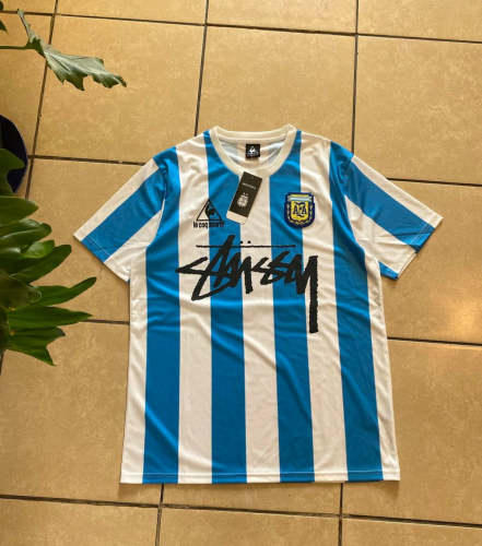 1986 Argentina X Stussy 10#MANADONA Retro Jersey/1986 阿根廷主场联名10#MANADONA