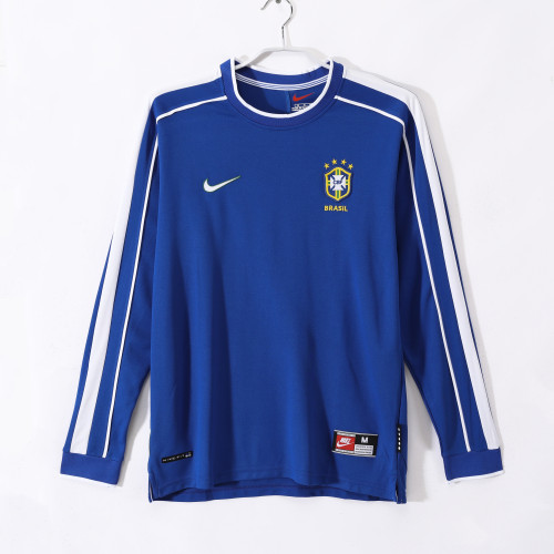 1998 Brazil Away Retro Long Sleeve Jersey/1998巴西客场长袖