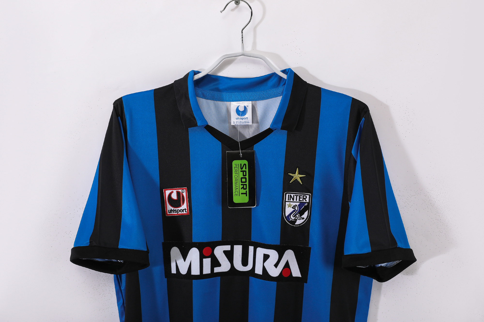【正規支給92-93Umbro Inter Milan  L/S #9】 Vintage Inter Milan 92-93 Home Size L Umbro Soccer Jersey Original