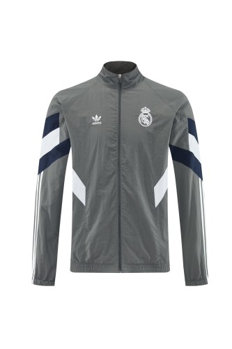 2025 Real Madrid Windbreaker/2025 皇马灰色风衣