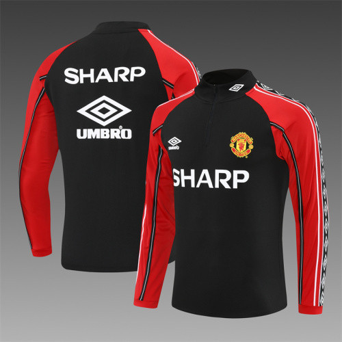 98-99 Manchester United Black Retro Training Suit Top/ 98-99曼联复古上衣