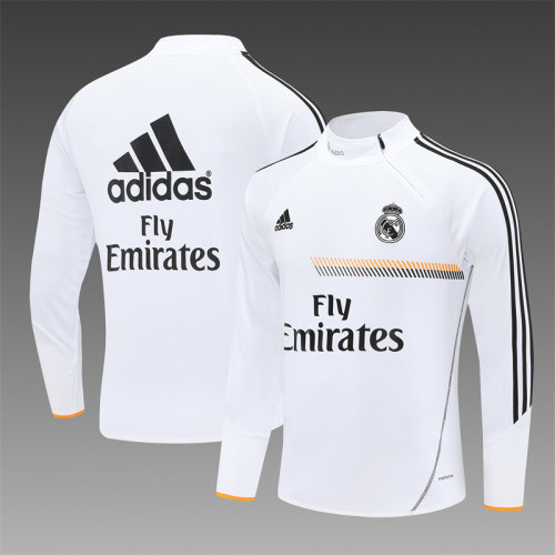 13-14 Real Madrid White Retro Training Suit Top/13-14皇马复古上衣