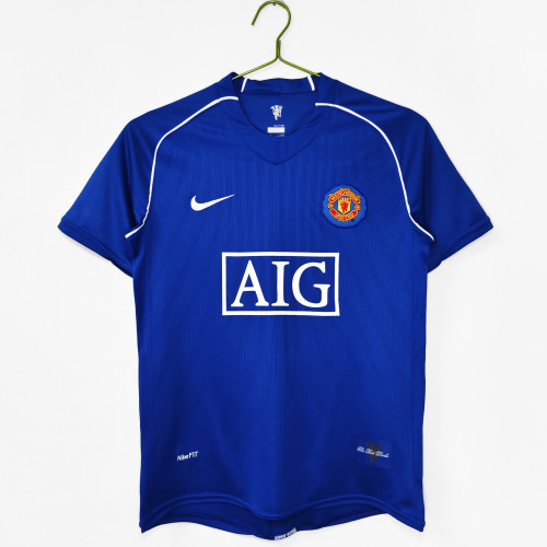 07-08 Manchester United Goalkeeper Blue Retro Jersey/07-08曼联门将蓝色复古