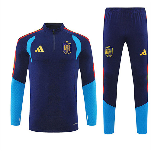 2026 Spain Dark Blue Training Suit/2026 西班牙宝蓝色半拉训练服