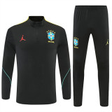 2026 Brazil Black Training Suit/2026巴西黑色半拉训练服