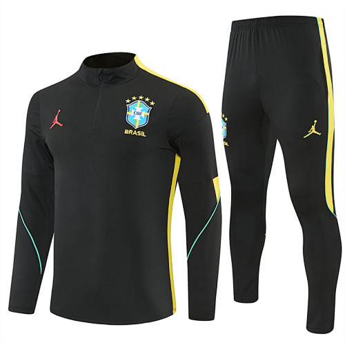 2026 Brazil Black Training Suit/2026巴西黑色半拉训练服