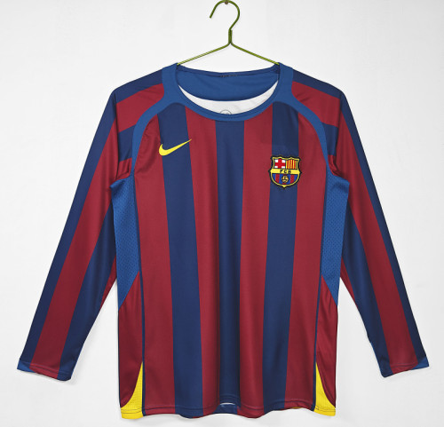 05-06 Barcelona Home Retro Long Sleeve Jersey/05-06巴萨主场长袖,联赛版