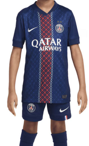 25-26 PSG Home 2 Stars Kid Kit with Champions of Europe 2026 Print/25-26 PSG巴黎主场2星童装冠军版