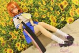 Real Girl Anime style TPE love doll 146cm/4ft8 B-cup #A2 head orange wig