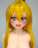 Real Girl Anime style TPE love doll 146cm/4ft8 B-cup #A2 head orange wig