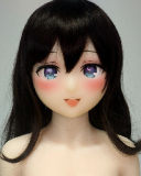 Real Girl Anime style TPE love doll 146cm/4ft8 B-cup #A2 head black wig