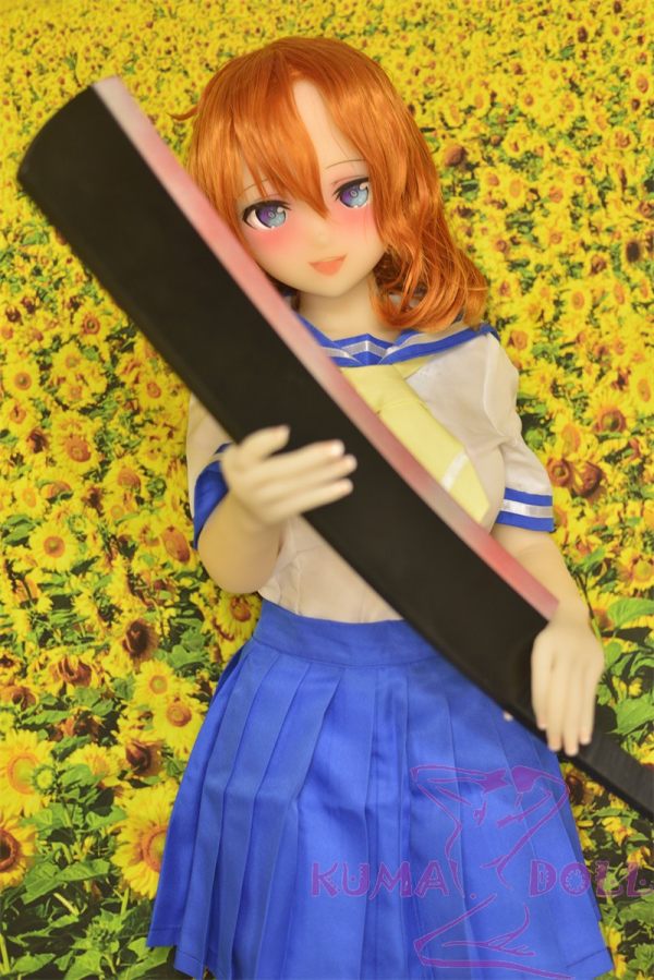 Real Girl Anime style TPE love doll 146cm/4ft8 B-cup #A2 head orange wig