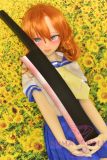 Real Girl Anime style TPE love doll 146cm/4ft8 B-cup #A2 head orange wig