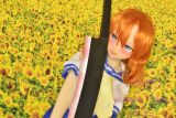 Real Girl Anime style TPE love doll 146cm/4ft8 B-cup #A2 head orange wig