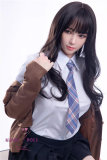 Only Love Sex Doll 158cm/5ft2 B Cup #3 Shizuka Silicone head+TPE body Thigh removable-Khaki top transparent glasses