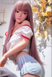 Only Love Sex Doll 149cm/4ft9 C-Cup #4 Yu Silicone head+TPE body Thigh removable - White top sky blue shorts