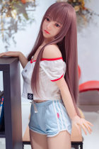 Only Love Sex Doll 149cm/4ft9 C-Cup #4 Yu Silicone head+TPE body Thigh removable - White top sky blue shorts