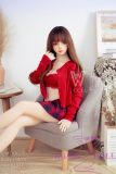 WM Doll TPE Material Sex Doll 156cm/5ft1 B-Cup Doll with Head #153 Red Dress