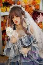 WM Doll TPE Material Sex Doll 164cm/5ft4 D-Cup with body makeup Head #455 - Blue Pleated Dress