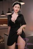 JY Doll TPE Material Love Doll 163cm/5ft3 E-Cup Silicone Head Muqing with body makeup-Black Dress