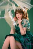 Bezlya Doll Cute love doll U head 4ft5 A-Cup silicone head + TPE material body material customized-Green halter dress