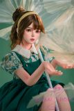 Bezlya Doll Cute love doll U head 4ft5 A-Cup silicone head + TPE material body material customized-Green halter dress