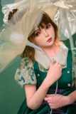 Bezlya Doll Cute love doll U head 4ft5 A-Cup silicone head + TPE material body material customized-Green halter dress