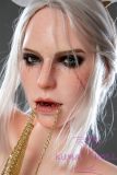 Game Lady Full silicone 168cm/5ft5 E-cup No.14 head Ciri from The Witcher 3: Wild Hunt with realistic makeup-Reindeer costume