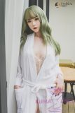 FANREAL 158 cm/5ft2 B-Cup F8 Qian Head Full Size Lifelike Silicone Sex Doll - Green Wig