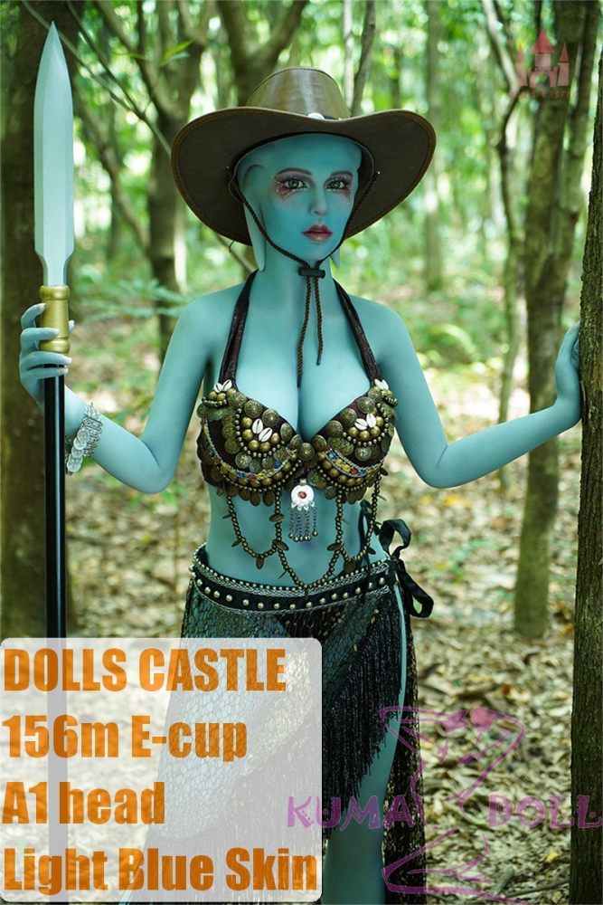 Dolls Castle 156cm E-cup Sex Doll with A1 Alien Head TPE Material Light  Blue Skin